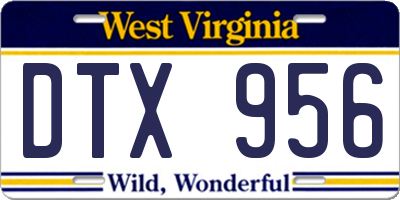 WV license plate DTX956