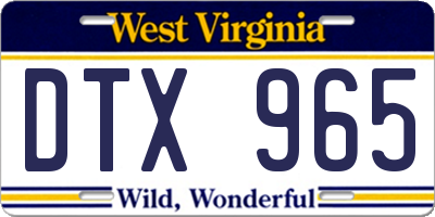 WV license plate DTX965