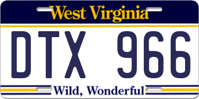 WV license plate DTX966