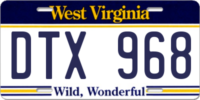 WV license plate DTX968