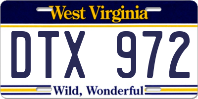 WV license plate DTX972