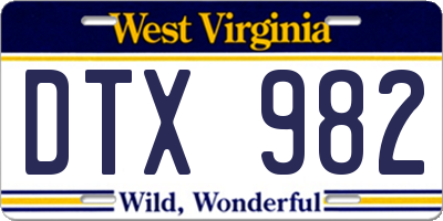 WV license plate DTX982