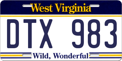 WV license plate DTX983