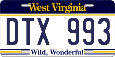WV license plate DTX993