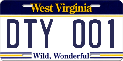 WV license plate DTY001