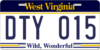 WV license plate DTY015