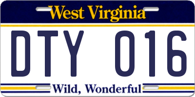 WV license plate DTY016