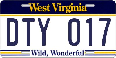 WV license plate DTY017