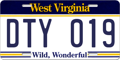 WV license plate DTY019