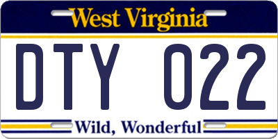 WV license plate DTY022