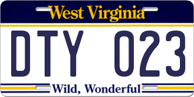 WV license plate DTY023