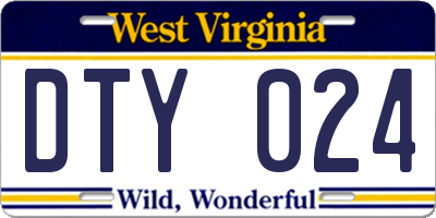 WV license plate DTY024