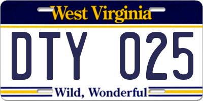 WV license plate DTY025
