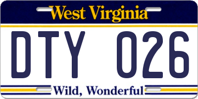 WV license plate DTY026