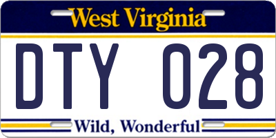 WV license plate DTY028