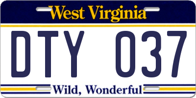 WV license plate DTY037