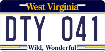 WV license plate DTY041