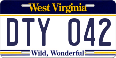 WV license plate DTY042