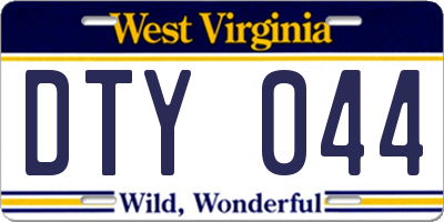 WV license plate DTY044