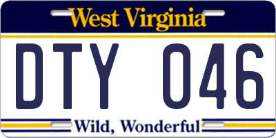 WV license plate DTY046