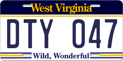 WV license plate DTY047