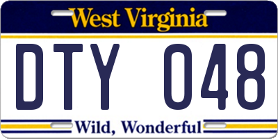 WV license plate DTY048