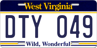WV license plate DTY049