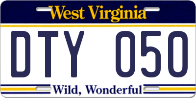 WV license plate DTY050
