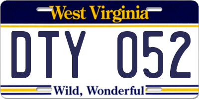 WV license plate DTY052