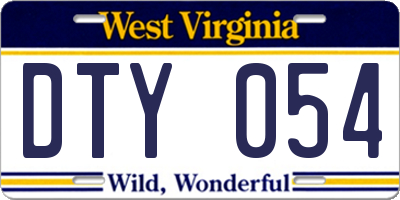 WV license plate DTY054