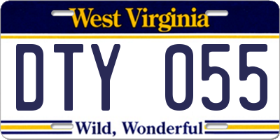 WV license plate DTY055
