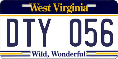 WV license plate DTY056