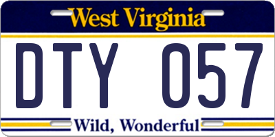 WV license plate DTY057