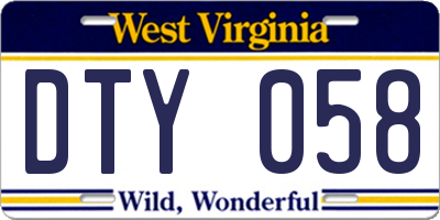 WV license plate DTY058