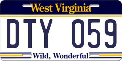 WV license plate DTY059