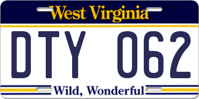 WV license plate DTY062