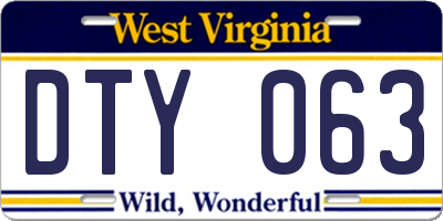 WV license plate DTY063