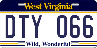 WV license plate DTY066