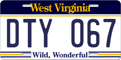 WV license plate DTY067