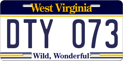WV license plate DTY073