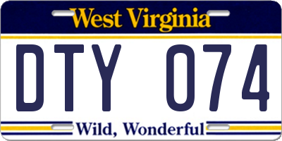 WV license plate DTY074