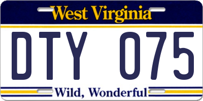WV license plate DTY075
