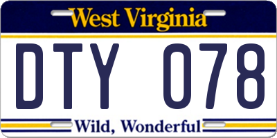 WV license plate DTY078
