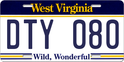 WV license plate DTY080