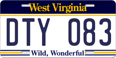 WV license plate DTY083