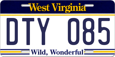 WV license plate DTY085