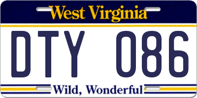 WV license plate DTY086