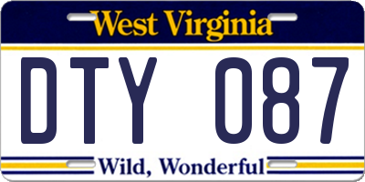 WV license plate DTY087