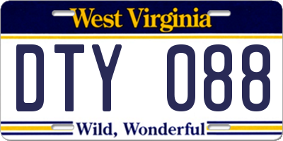 WV license plate DTY088