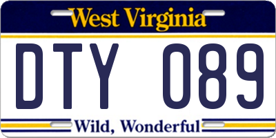 WV license plate DTY089